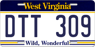 WV license plate DTT309