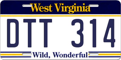 WV license plate DTT314
