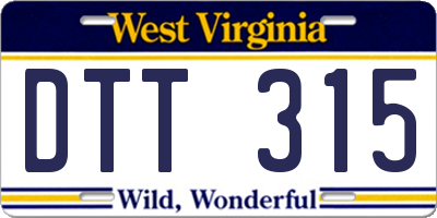 WV license plate DTT315