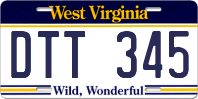 WV license plate DTT345