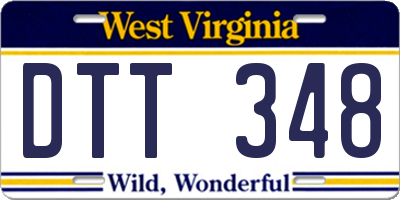 WV license plate DTT348