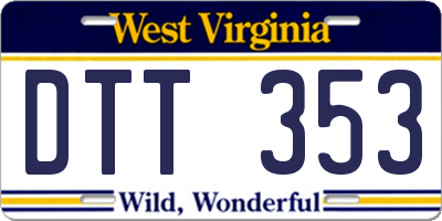 WV license plate DTT353