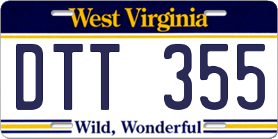 WV license plate DTT355