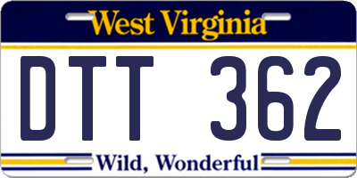 WV license plate DTT362