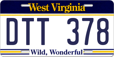 WV license plate DTT378