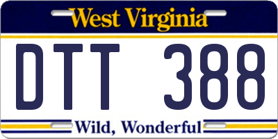 WV license plate DTT388