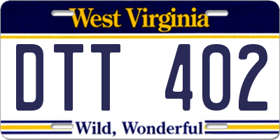 WV license plate DTT402