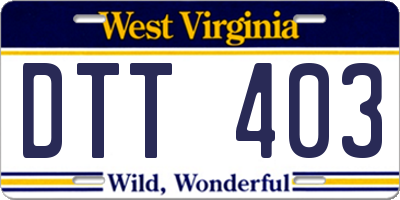 WV license plate DTT403