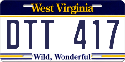 WV license plate DTT417