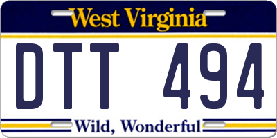 WV license plate DTT494