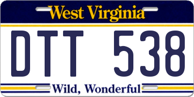 WV license plate DTT538