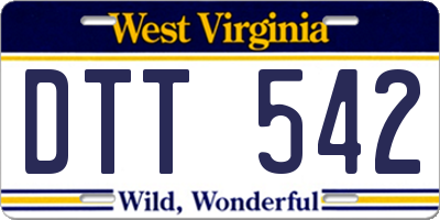 WV license plate DTT542