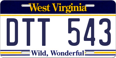 WV license plate DTT543