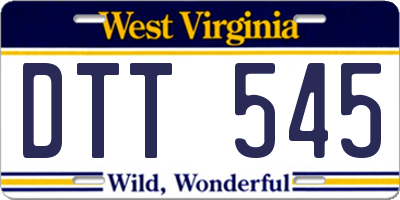 WV license plate DTT545