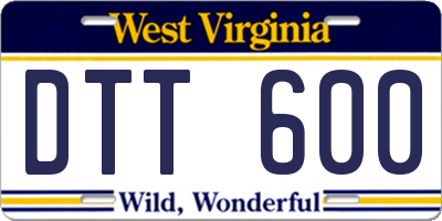WV license plate DTT600