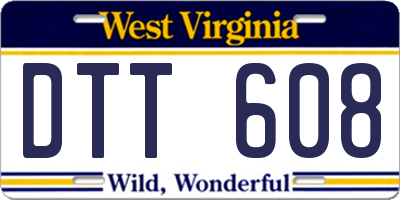 WV license plate DTT608