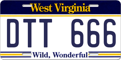 WV license plate DTT666