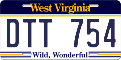 WV license plate DTT754