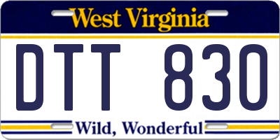 WV license plate DTT830