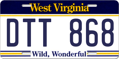 WV license plate DTT868