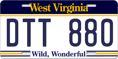 WV license plate DTT880