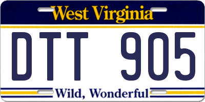 WV license plate DTT905