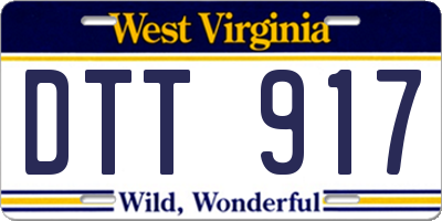 WV license plate DTT917