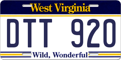 WV license plate DTT920