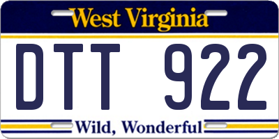 WV license plate DTT922