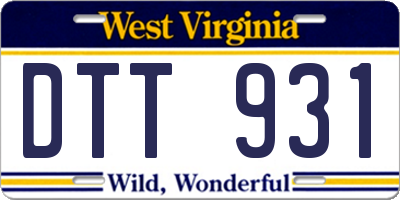 WV license plate DTT931