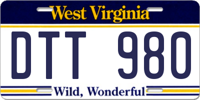 WV license plate DTT980