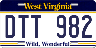 WV license plate DTT982