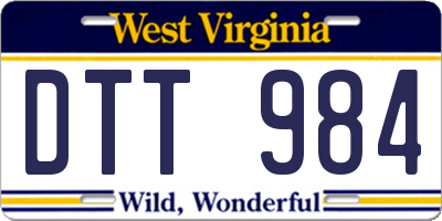 WV license plate DTT984