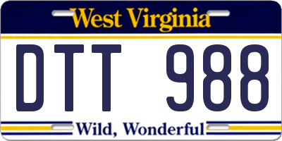 WV license plate DTT988