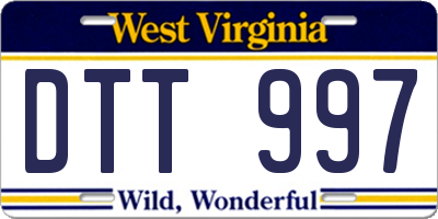 WV license plate DTT997
