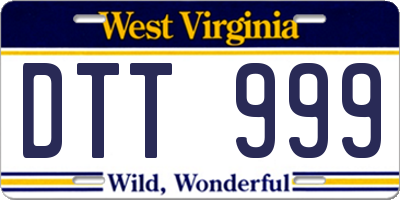 WV license plate DTT999