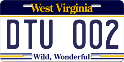 WV license plate DTU002