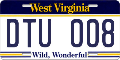 WV license plate DTU008