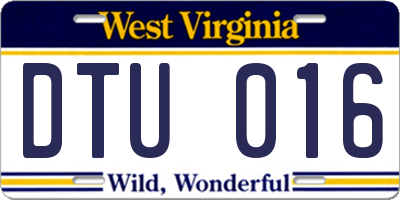 WV license plate DTU016