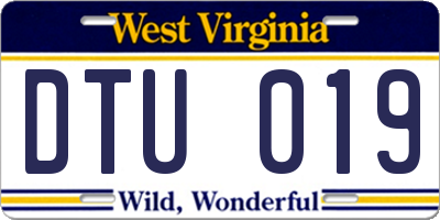 WV license plate DTU019