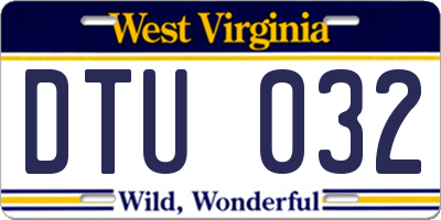 WV license plate DTU032