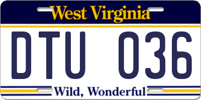 WV license plate DTU036