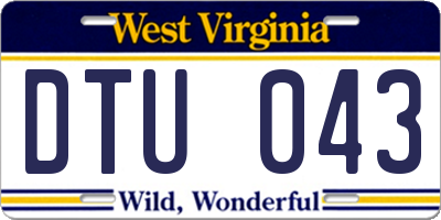 WV license plate DTU043