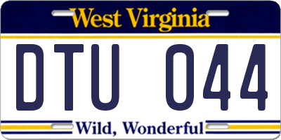 WV license plate DTU044
