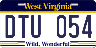 WV license plate DTU054