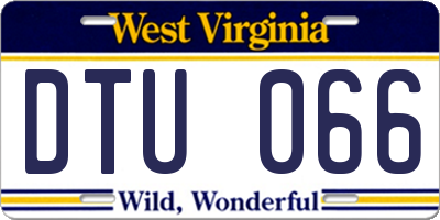 WV license plate DTU066