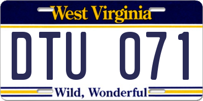 WV license plate DTU071