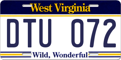 WV license plate DTU072