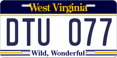 WV license plate DTU077