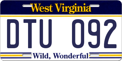 WV license plate DTU092